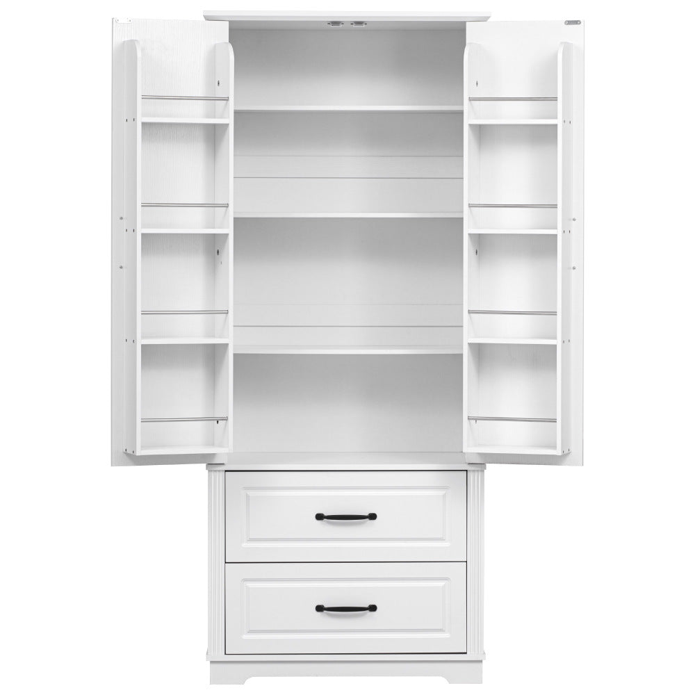Walnut Pantry Cabinet with Pull-Out Shelves & Door Racks - TimberFlare
