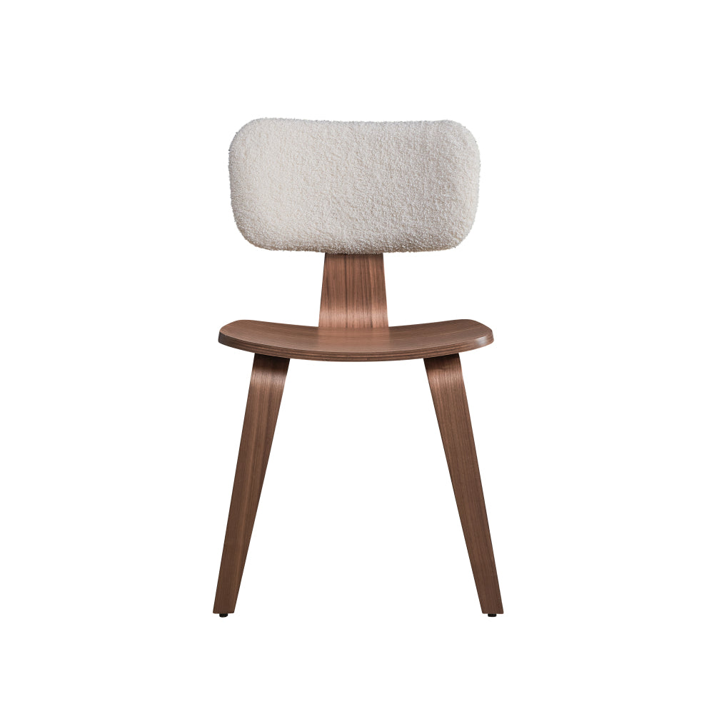 Dining Table Set for 4 with Walnut Finish & Boucle Chairs - TimberFlare