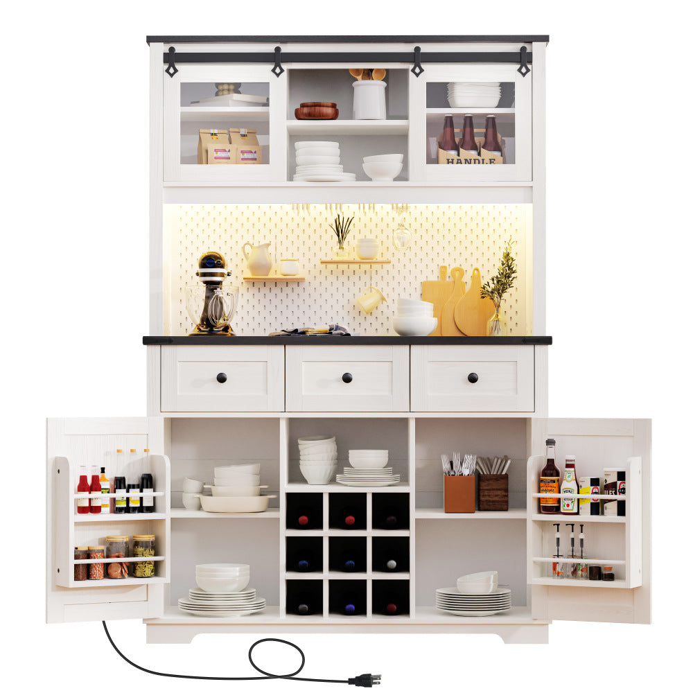White Oak Smart Farmhouse Hutch with Power Station & Pegboard - TimberFlare