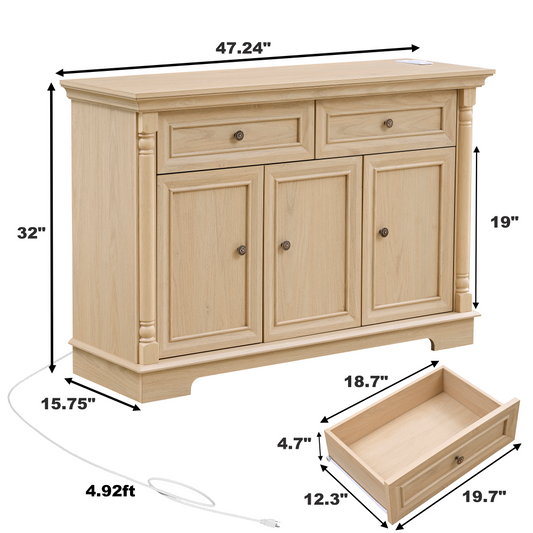 55″ Farmhouse Sideboard with Roman Column Detail, Wood - TimberFlare