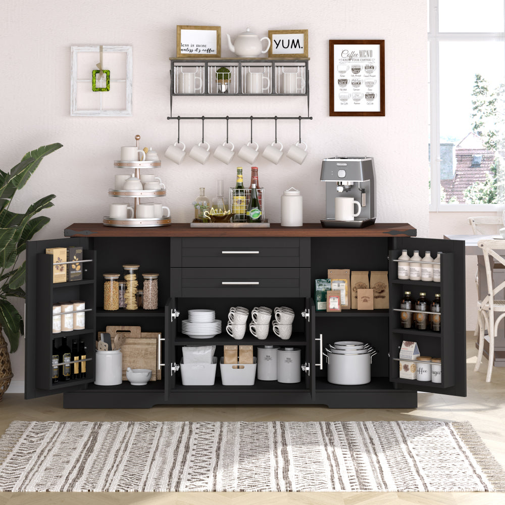 63'' W Farmhouse Sideboard with 4 Barn Doors - TimberFlare