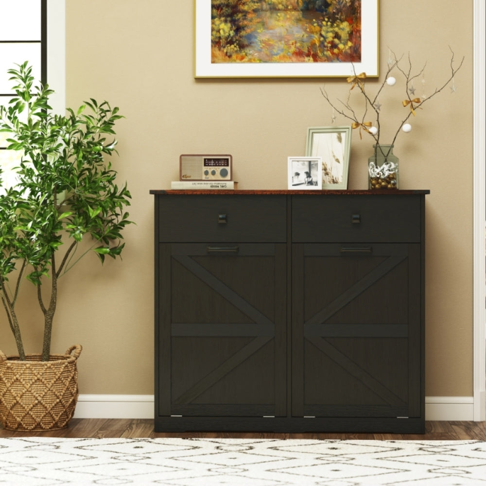 39-Inch Double Tilt-Out Trash Cabinet with Drawers - TimberFlare