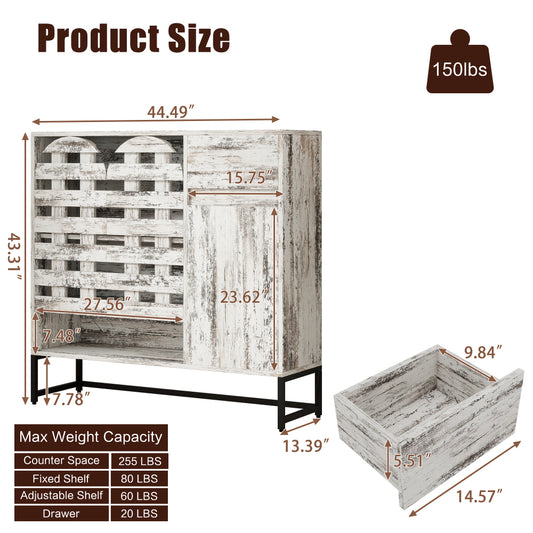 Farmhouse Lattice Coffee Bar Cabinet - TimberFlare