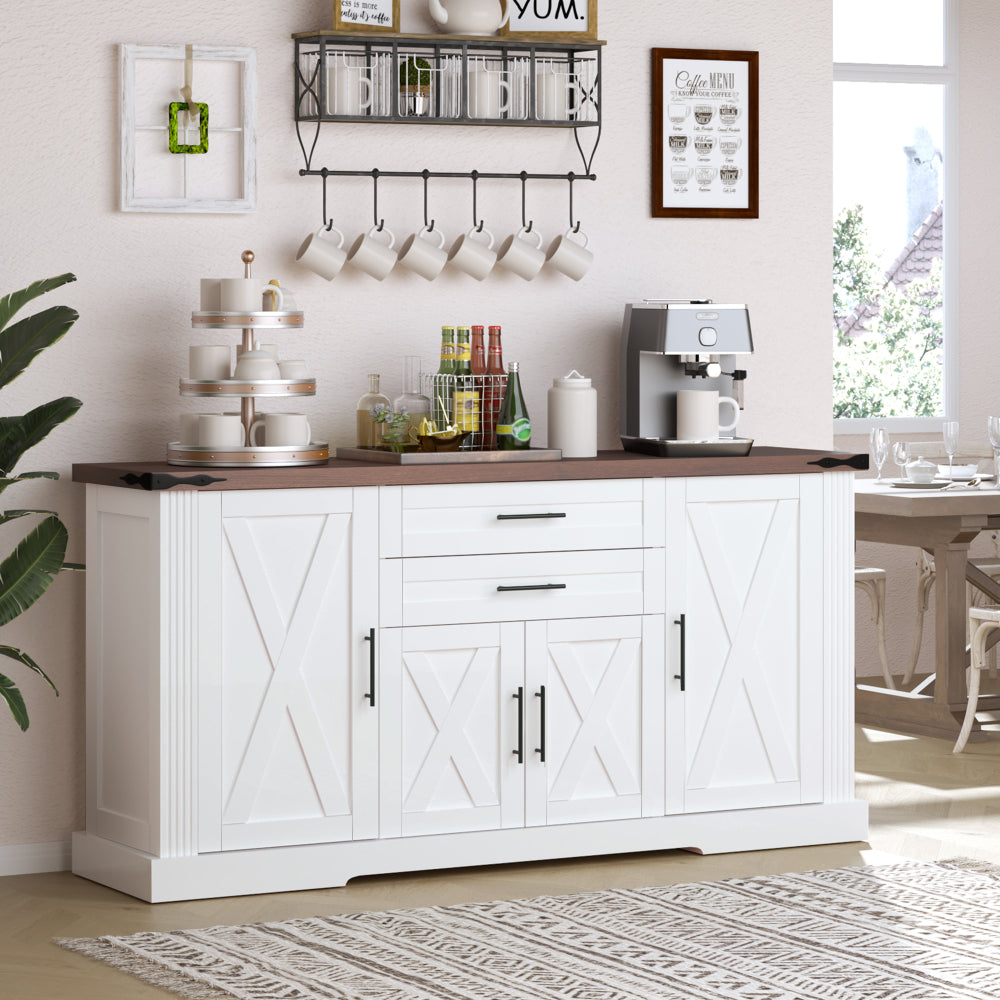 63'' W Farmhouse Sideboard with 4 Barn Doors - TimberFlare