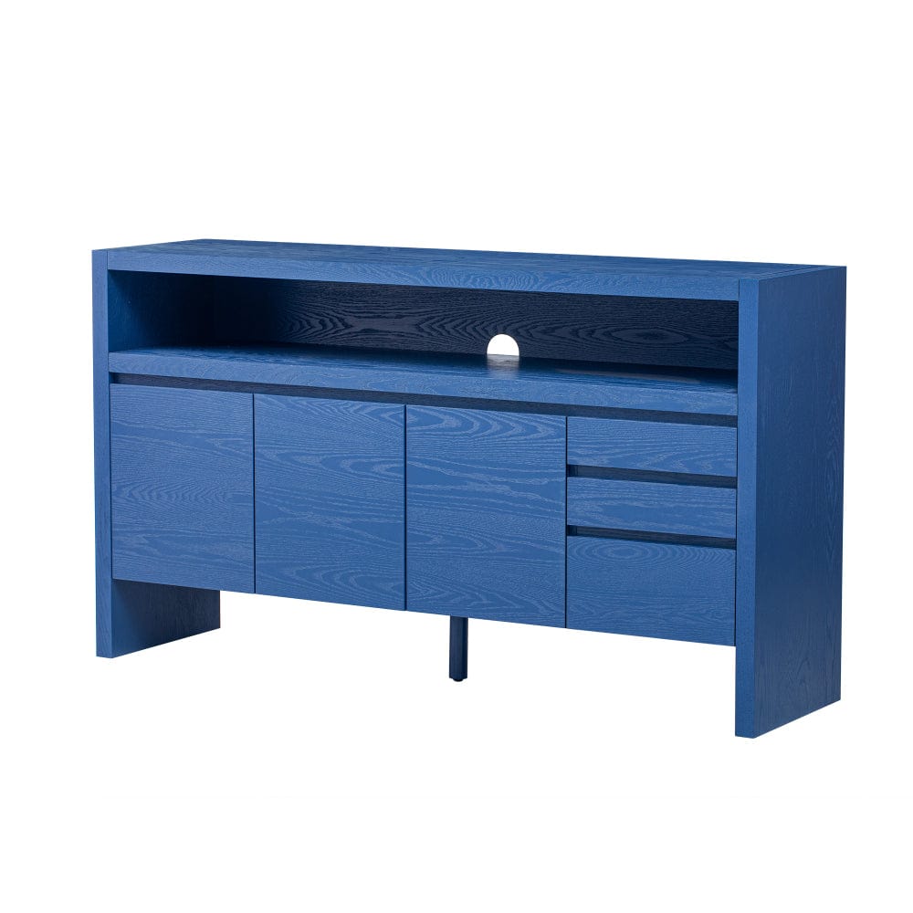 60" Sideboard Buffet Cabinet with Drawers, Shelf & Ash Veneer - TimberFlare
