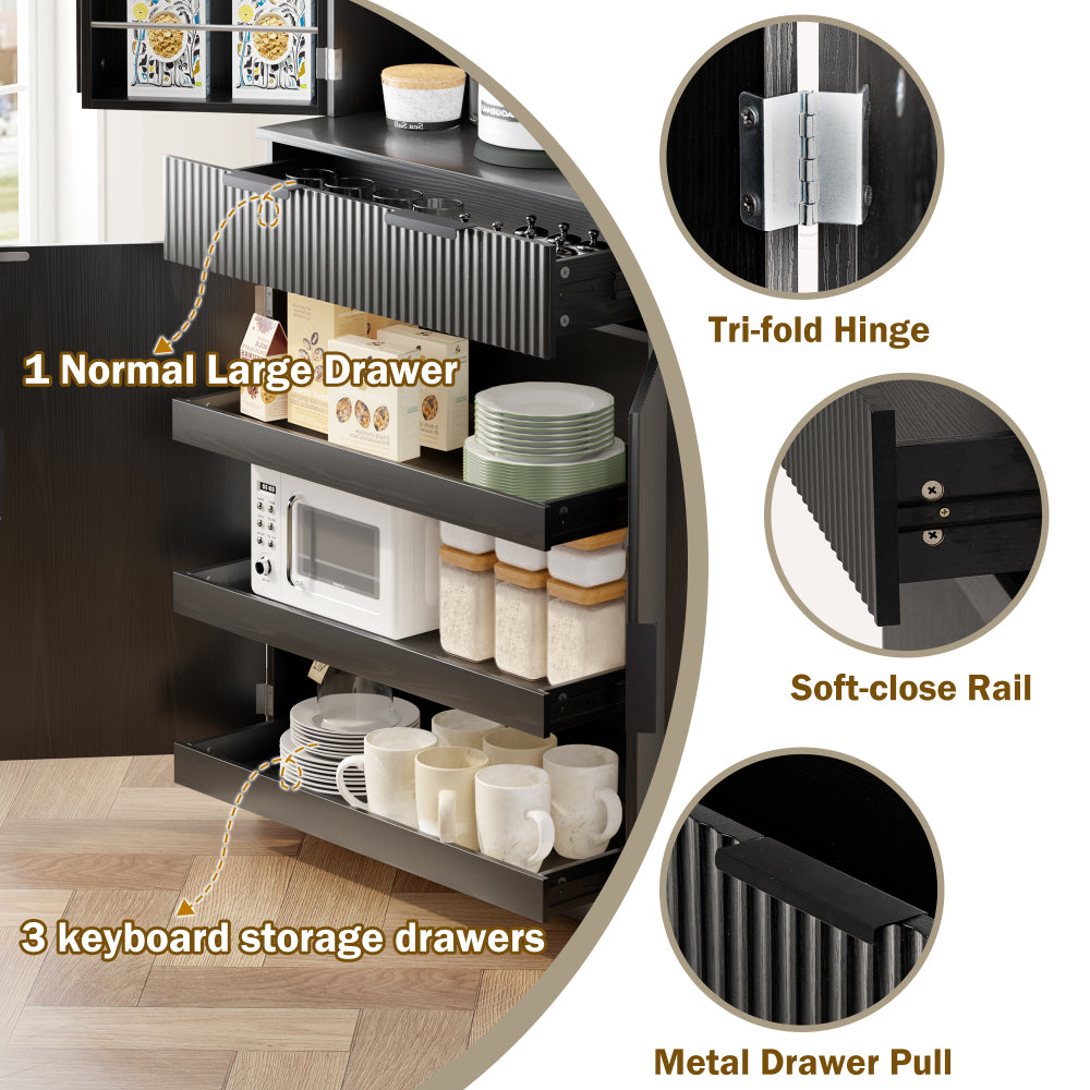 Fluted Pantry with Pull-Out Shelves - TimberFlare