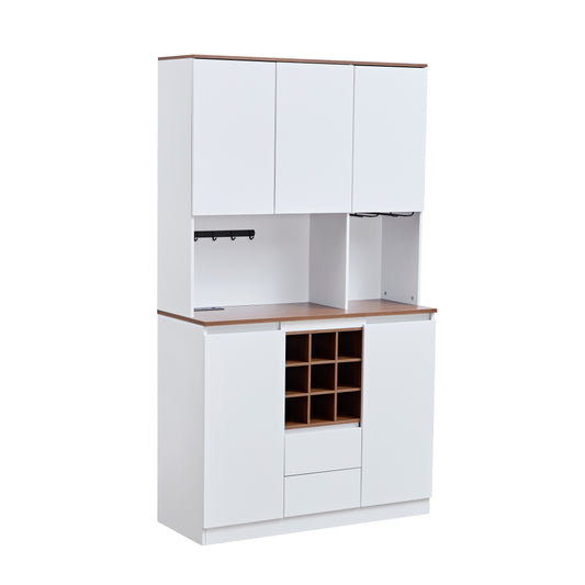 Two-Tone Coffee & Liquor Cabinet Hutch with Power Station - TimberFlare