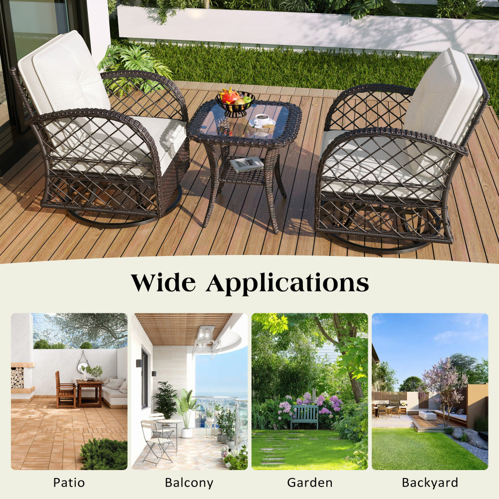3-Piece Patio Set with Swivel Rocking Chairs - TimberFlare