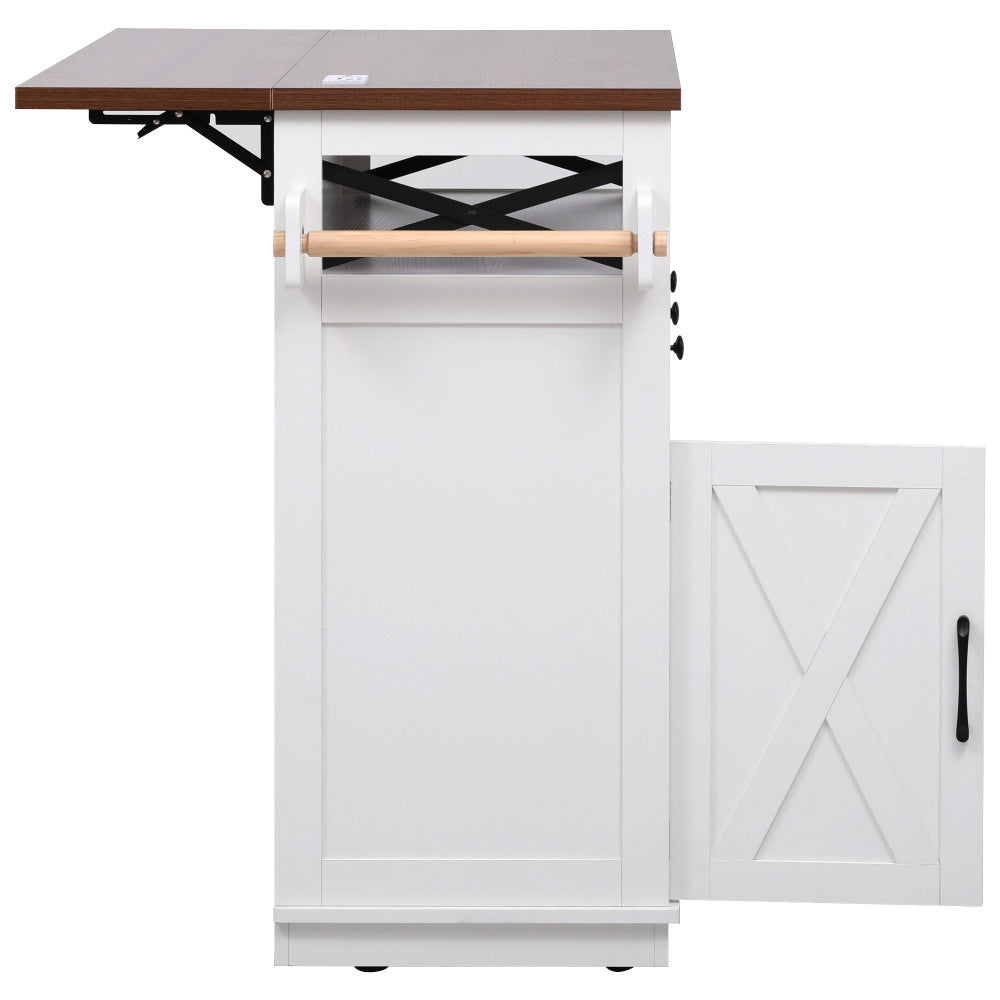 46.5 Rolling Kitchen Island with Drop Leaf & Charging - TimberFlare