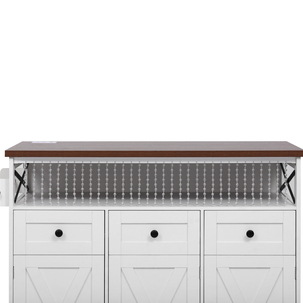 46.5 Rolling Kitchen Island with Drop Leaf & Charging - TimberFlare
