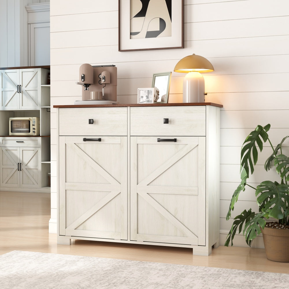 39-Inch Double Tilt-Out Trash Cabinet with Drawers - TimberFlare