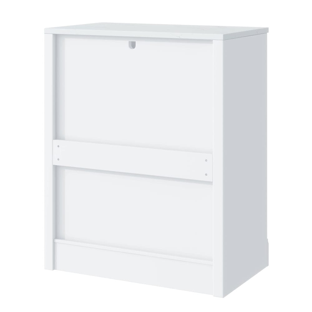 Modern Sideboard Cabinet with Faux Marble Top & Gold Accents - TimberFlare