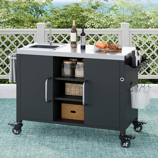 Outdoor Kitchen Island with Complete Sink Station - TimberFlare