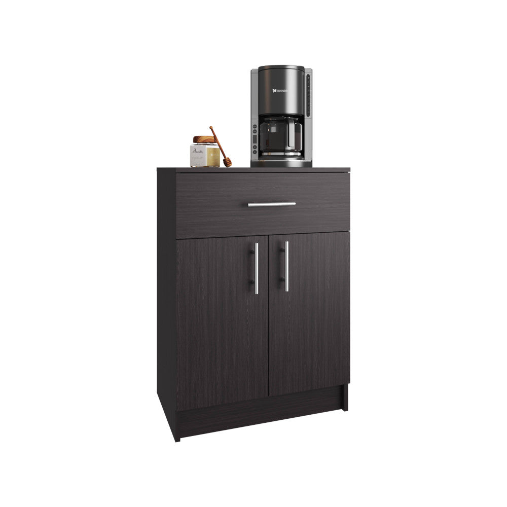 Black Wengue Small Bar Cabinet with Drawer & Shelves - TimberFlare
