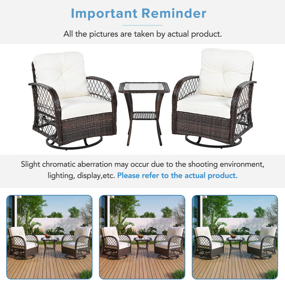 3-Piece Patio Set with Swivel Rocking Chairs - TimberFlare