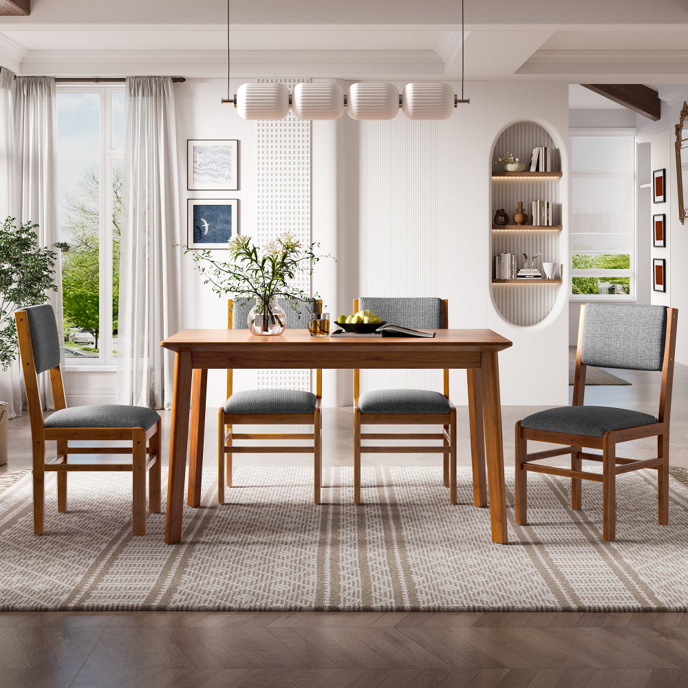 Dining Table Set 5-Piece with Upholstered Chairs - TimberFlare