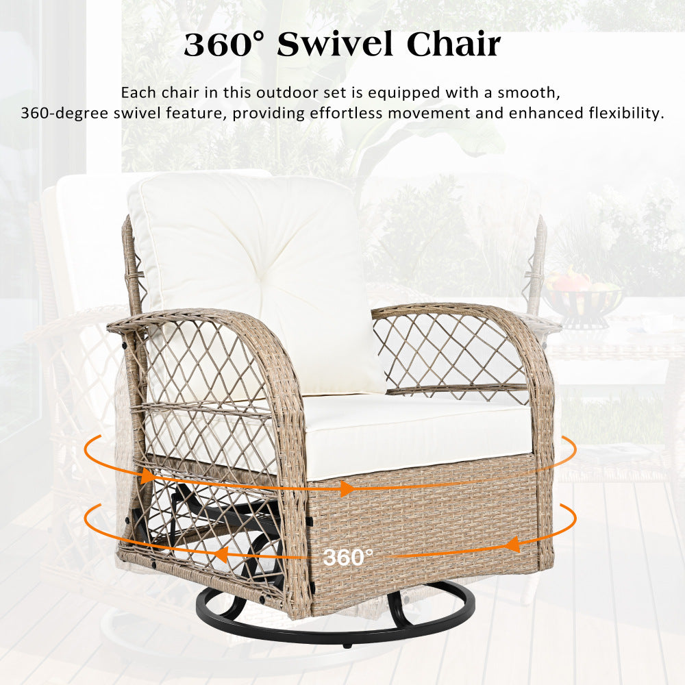 3-Piece Patio Set with Swivel Rocking Chairs - TimberFlare