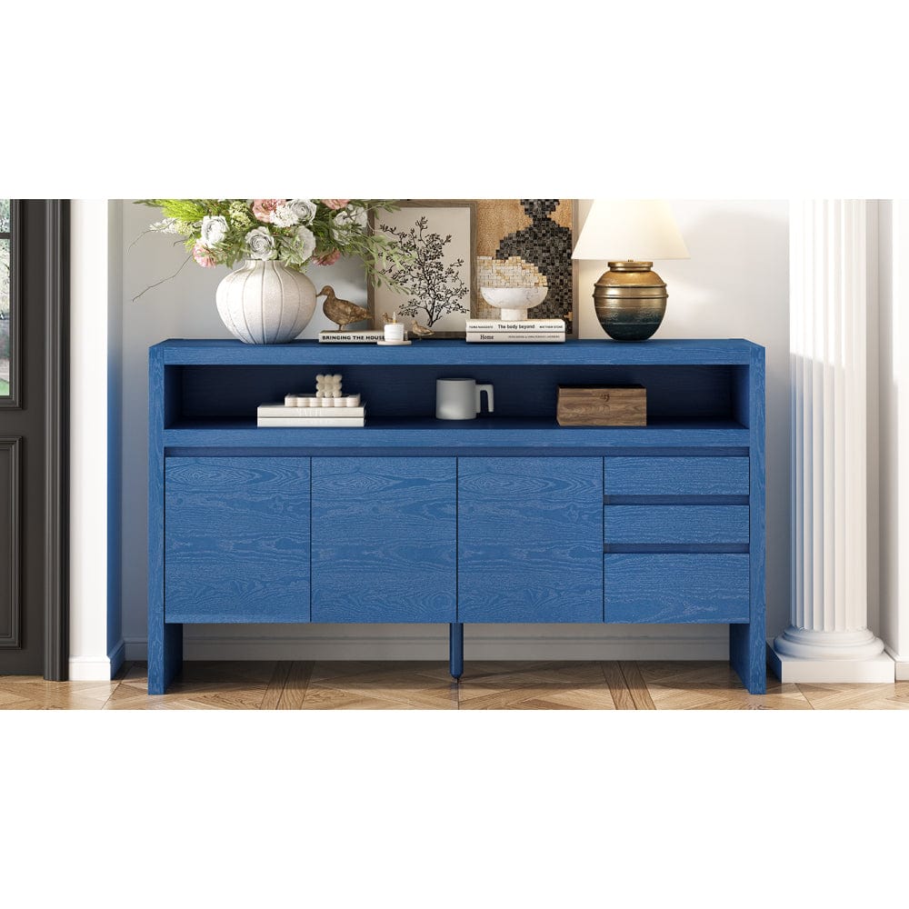 60" Sideboard Buffet Cabinet with Drawers, Shelf & Ash Veneer - TimberFlare