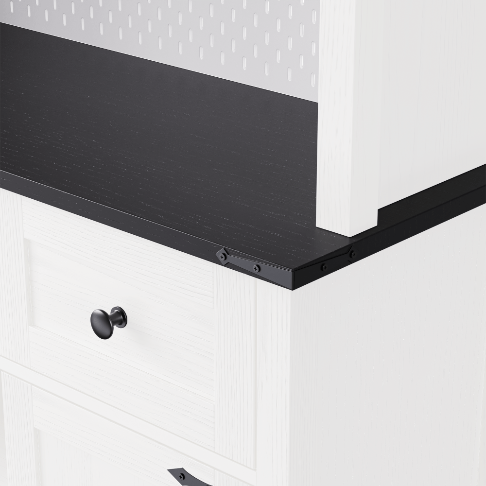 White Oak Smart Farmhouse Hutch with Power Station & Pegboard - TimberFlare