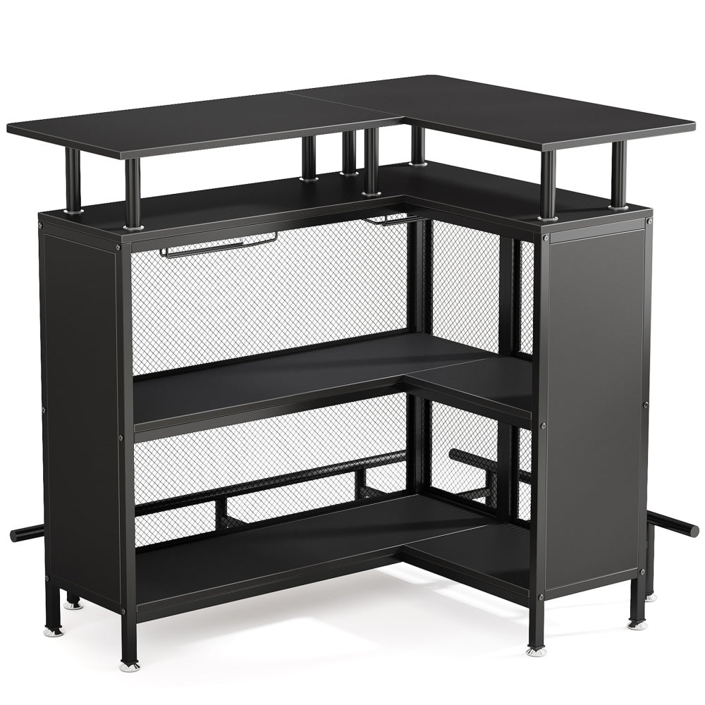 48-Inch Industrial L-Shaped Corner Bar Table - TimberFlare
