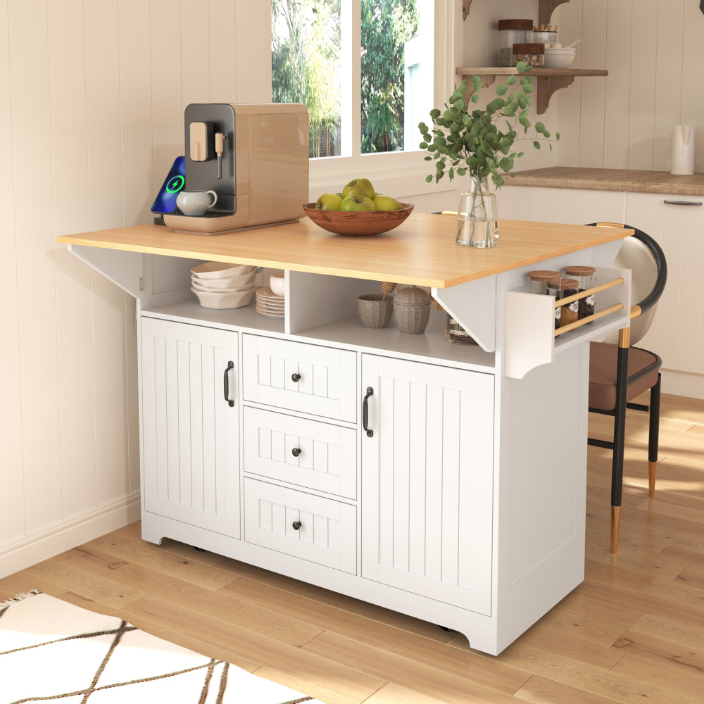 55.7'' Large Rustic Farmhouse Kitchen Island - TimberFlare
