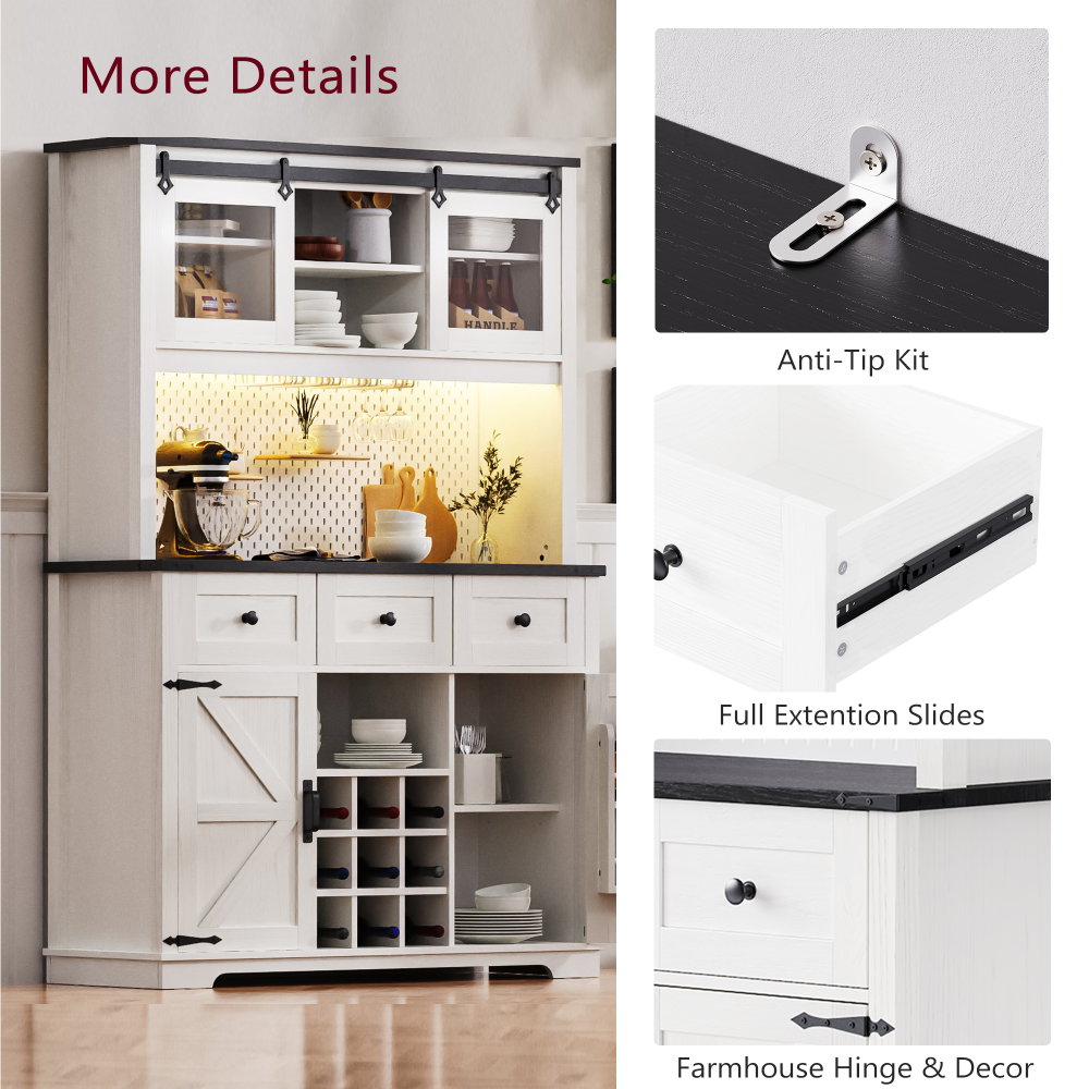 White Oak Smart Farmhouse Hutch with Power Station & Pegboard - TimberFlare