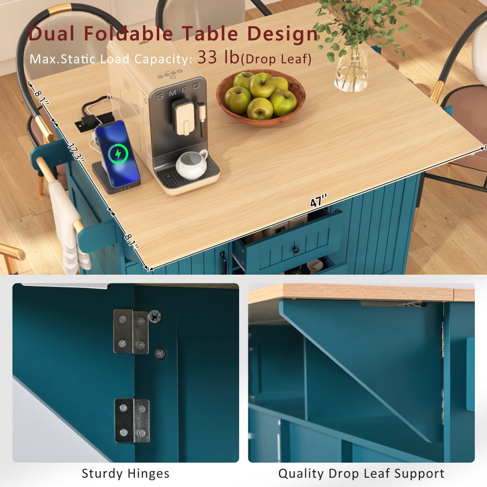 55.7'' Large Rustic Farmhouse Kitchen Island - TimberFlare
