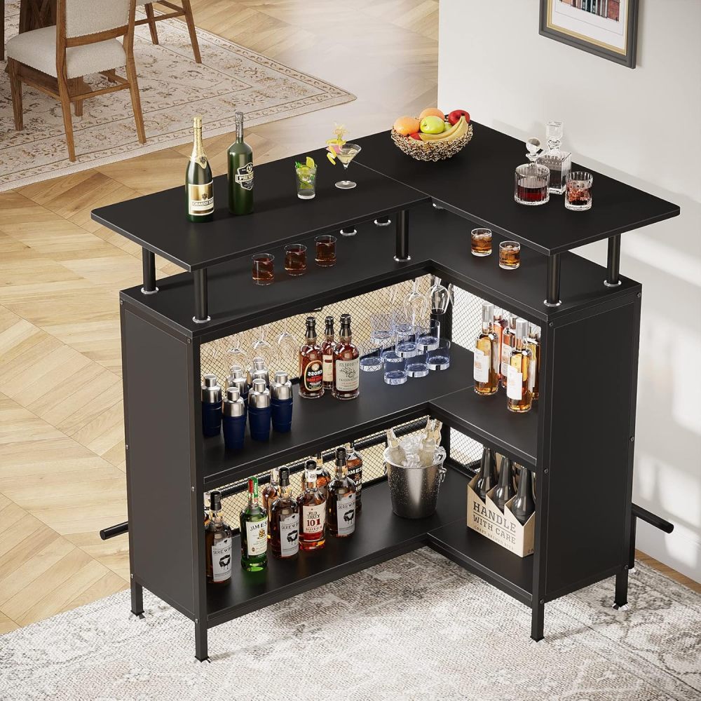 48-Inch Industrial L-Shaped Corner Bar Table - TimberFlare