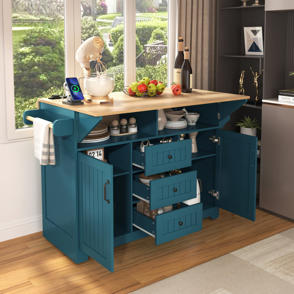 55.7'' Large Rustic Farmhouse Kitchen Island - TimberFlare
