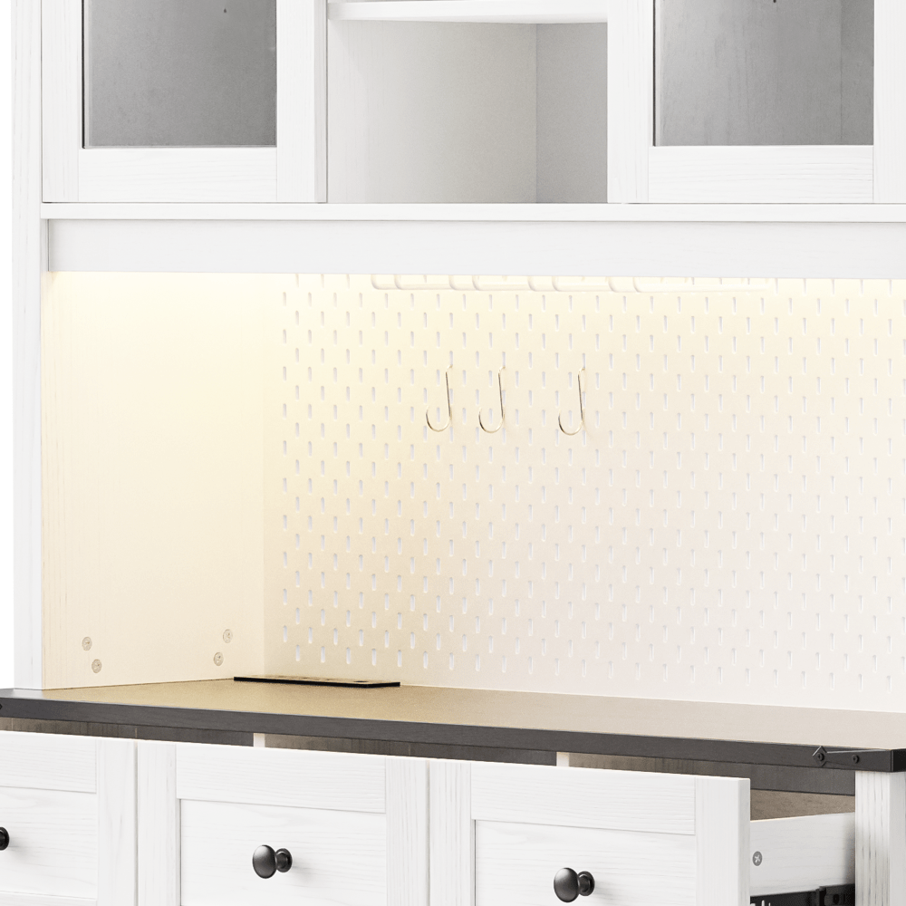 White Oak Smart Farmhouse Hutch with Power Station & Pegboard - TimberFlare