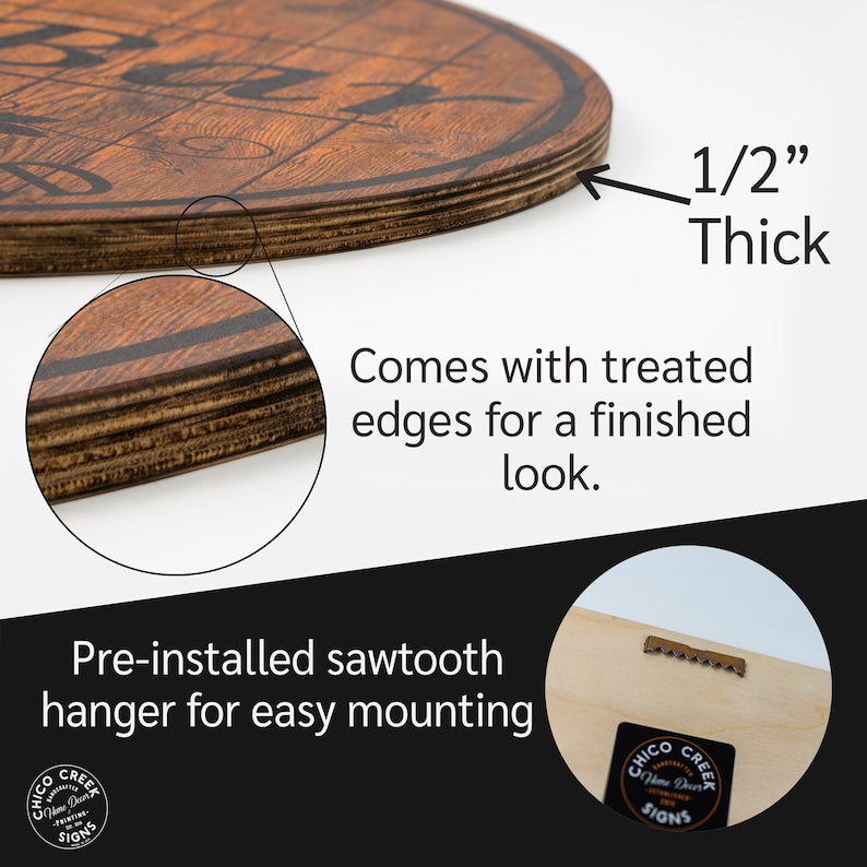 TimberFlare Personalized Round Coffee Bar Sign - TimberFlare