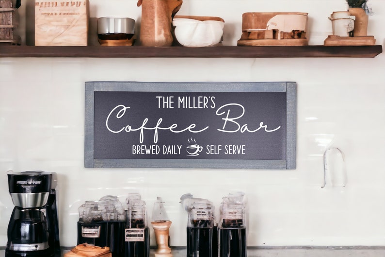 TimberFlare Personalized Farmhouse Coffee Bar Sign - TimberFlare