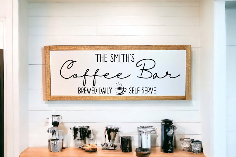 TimberFlare Personalized Farmhouse Coffee Bar Sign - TimberFlare