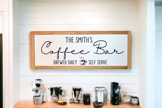 TimberFlare Personalized Farmhouse Coffee Bar Sign - TimberFlare