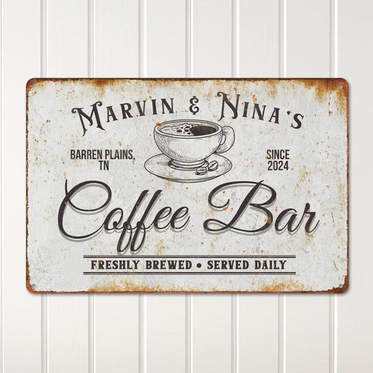TimberFlare Personalized Vintage Coffee Bar Sign - TimberFlare