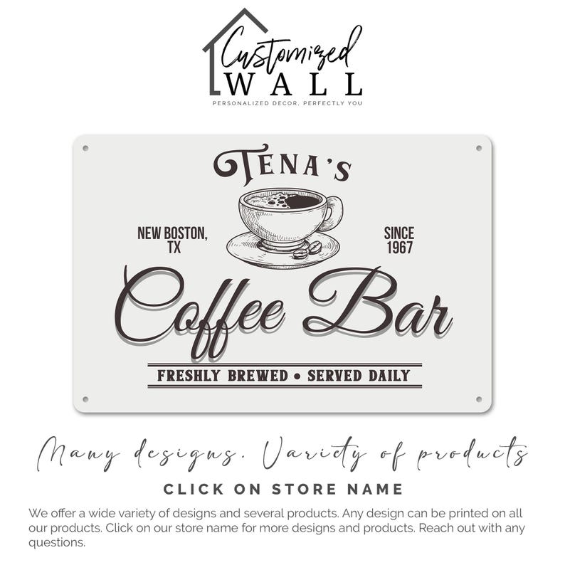 TimberFlare Personalized Vintage Coffee Bar Sign - TimberFlare