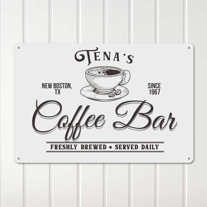 TimberFlare Personalized Vintage Coffee Bar Sign - TimberFlare