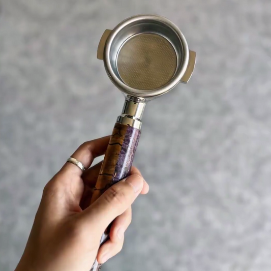 Purple Burl Nebula Artisan Bottomless Portafilter | Breville 54mm/58mm