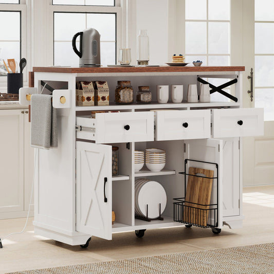 46.5'' rolling kitchen island for small kitchen | timberflare.com