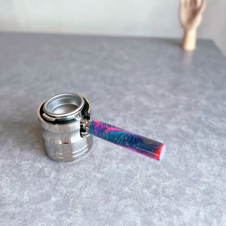 Harbor Bloom Artisan Bottomless Portafilter wood, resin, or metal material detail close-up
