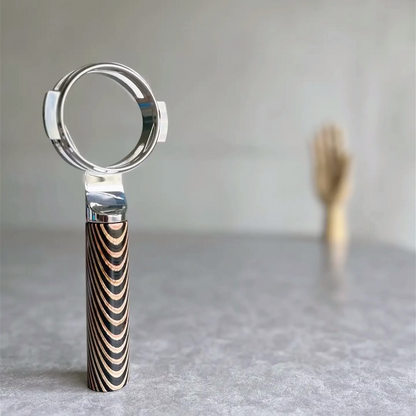 Prismatic Stripe Artisan Bottomless Portafilter alternate angle 5 for compatible espresso machine