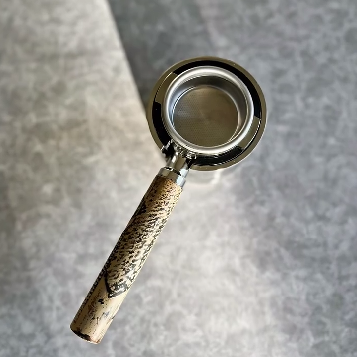 Ancient Grain Artisan Bottomless Portafilter paired with compatible espresso machine espresso machine setup