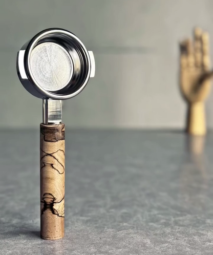 Spalted Maple Artisan Bottomless Portafilter alternate angle 8 for La Marzocco