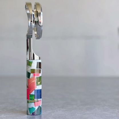 Stained Glass Mosaic Artisan Bottomless Portafilter espresso extraction scene