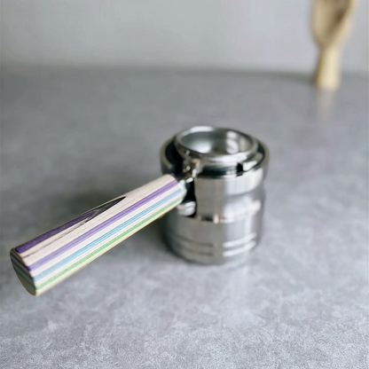 Purple Stripe Artisan Bottomless Portafilter alternate angle 6 for La Marzocco