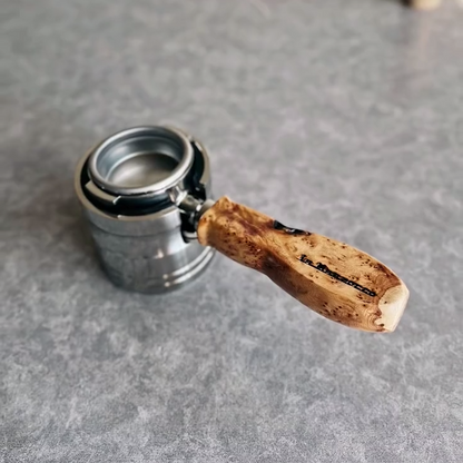 Burl Vortex Artisan Bottomless Portafilter alternate angle 7 for La Marzocco