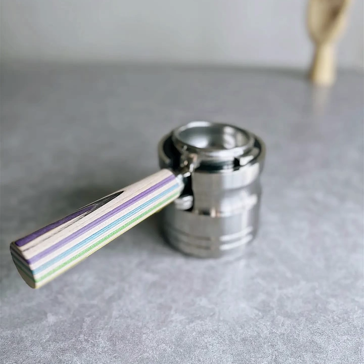 Purple Stripe Artisan Bottomless Portafilter alternate angle 11 for La Marzocco