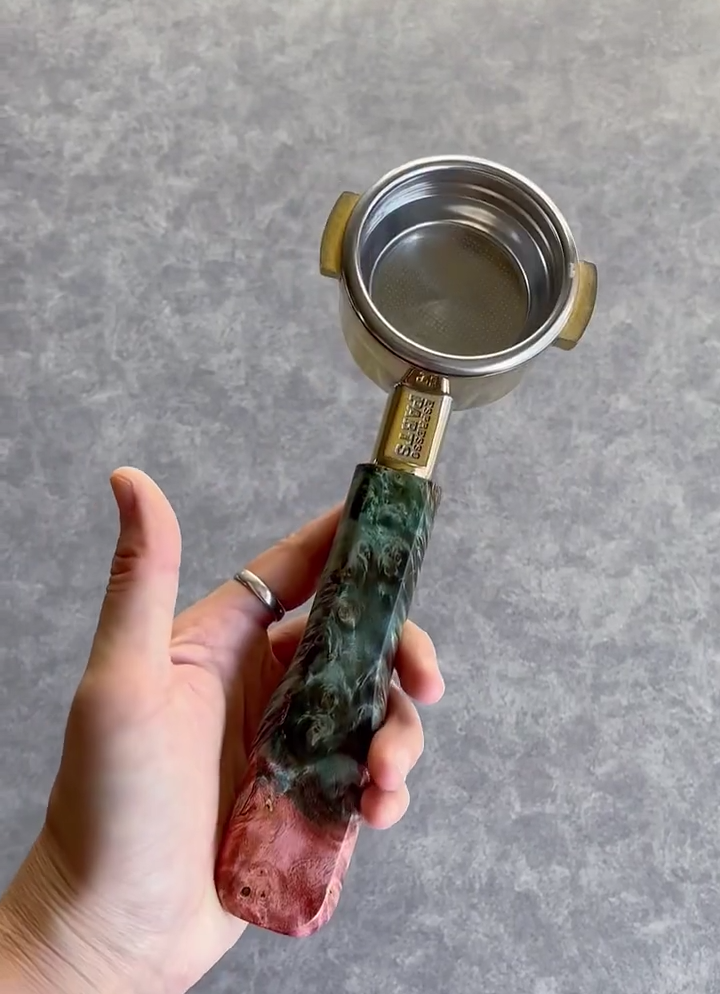 Emerald Rose Artisan Bottomless Portafilter alternate angle 9 for compatible espresso machine