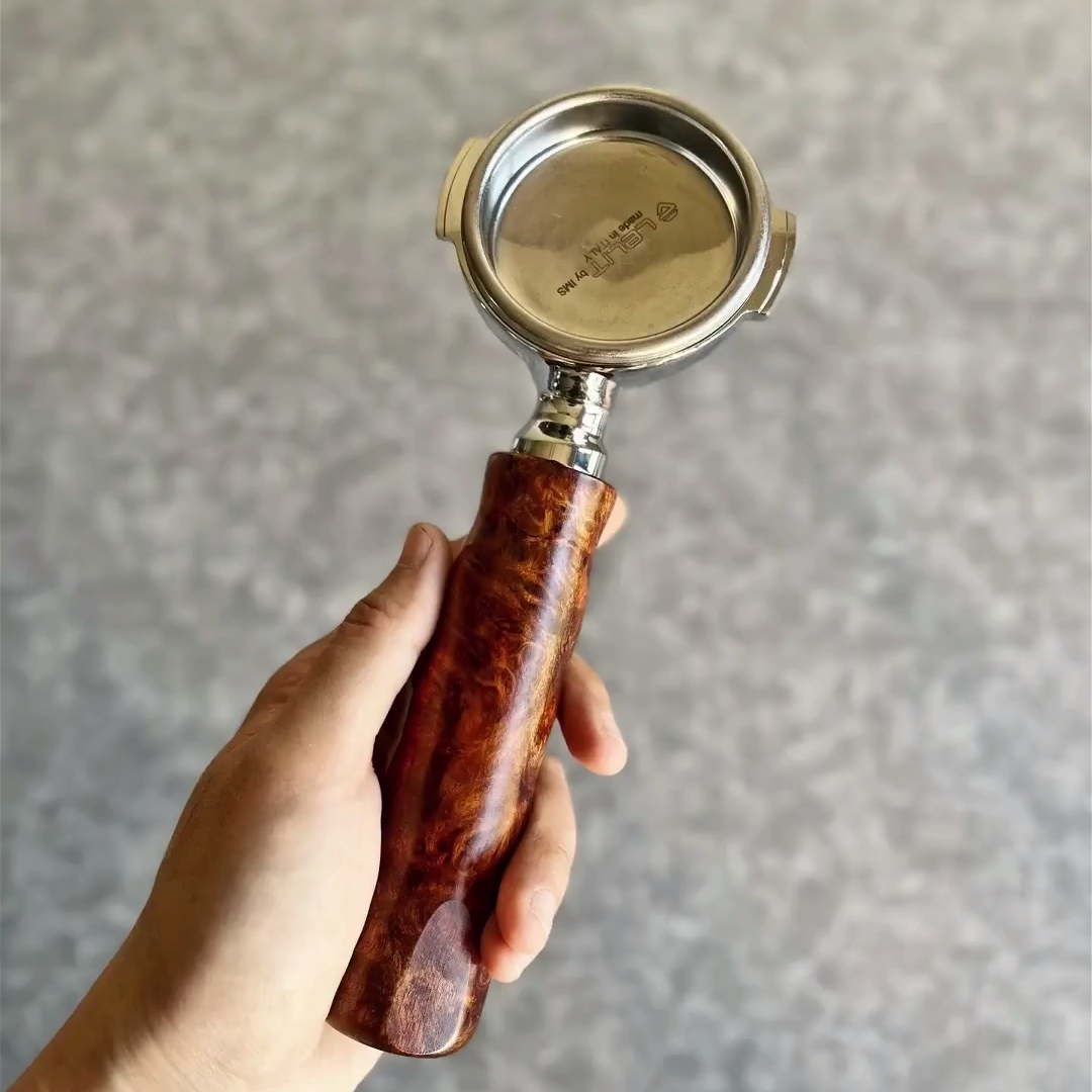 Burnt Amber Burl Artisan Bottomless Portafilter | Breville 54mm/58mm