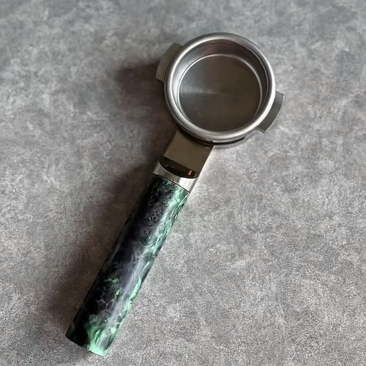 Emerald Nebula Artisan Bottomless Portafilter for compatible espresso machine
